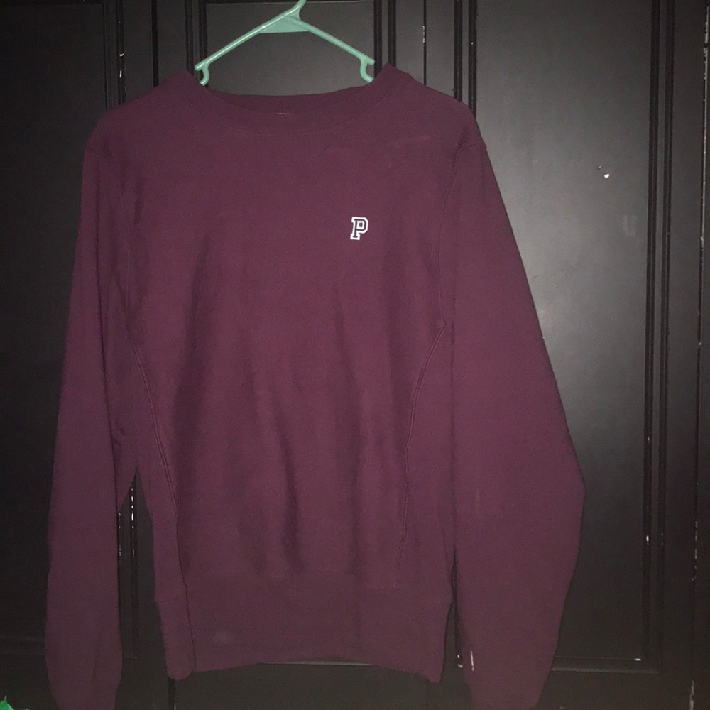 VS pink burgundy college crewneck